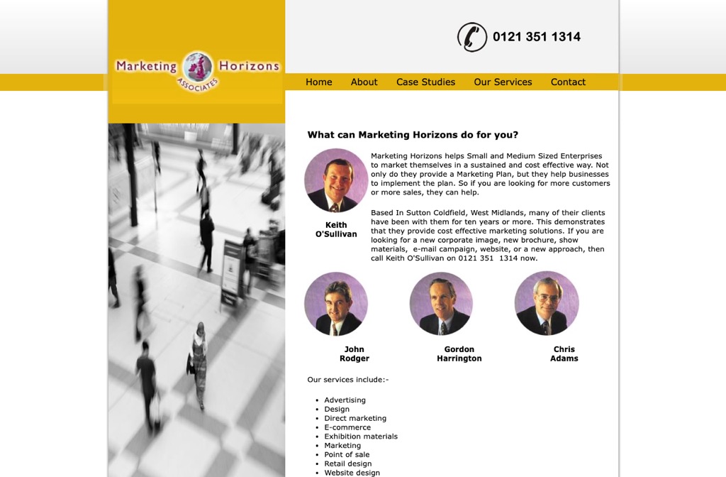 Homepage of marketinggb.co.uk — Marketing Horizons, a Sutton Coldfield marketing agency